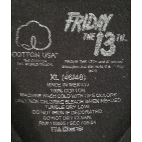 Mens Friday the 13th Black T-Shirt XL Horror Movie Jason Voorhees Graphic Tee - Picture 3 of 6